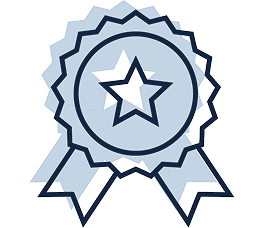 An illustration of an award ribbon with a star in the center.